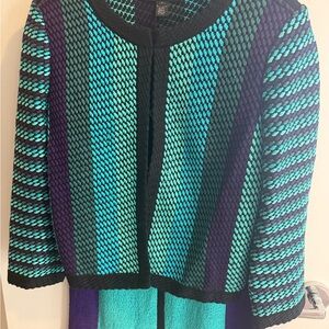 St. John Teal and Purple Cardigan